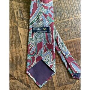 Vintage Polo Ralph Lauren Imported Silk Neck Tie Paisley Hand Made USA 55L